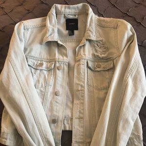 Forever 21 distressed light denim jacket, Size M